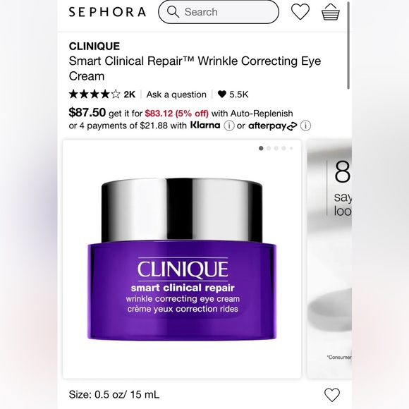 CLINIQUE Smart Clinical Repair™ Wrinkle Correcting Eye Cream 5ml - Picture 4 of 5